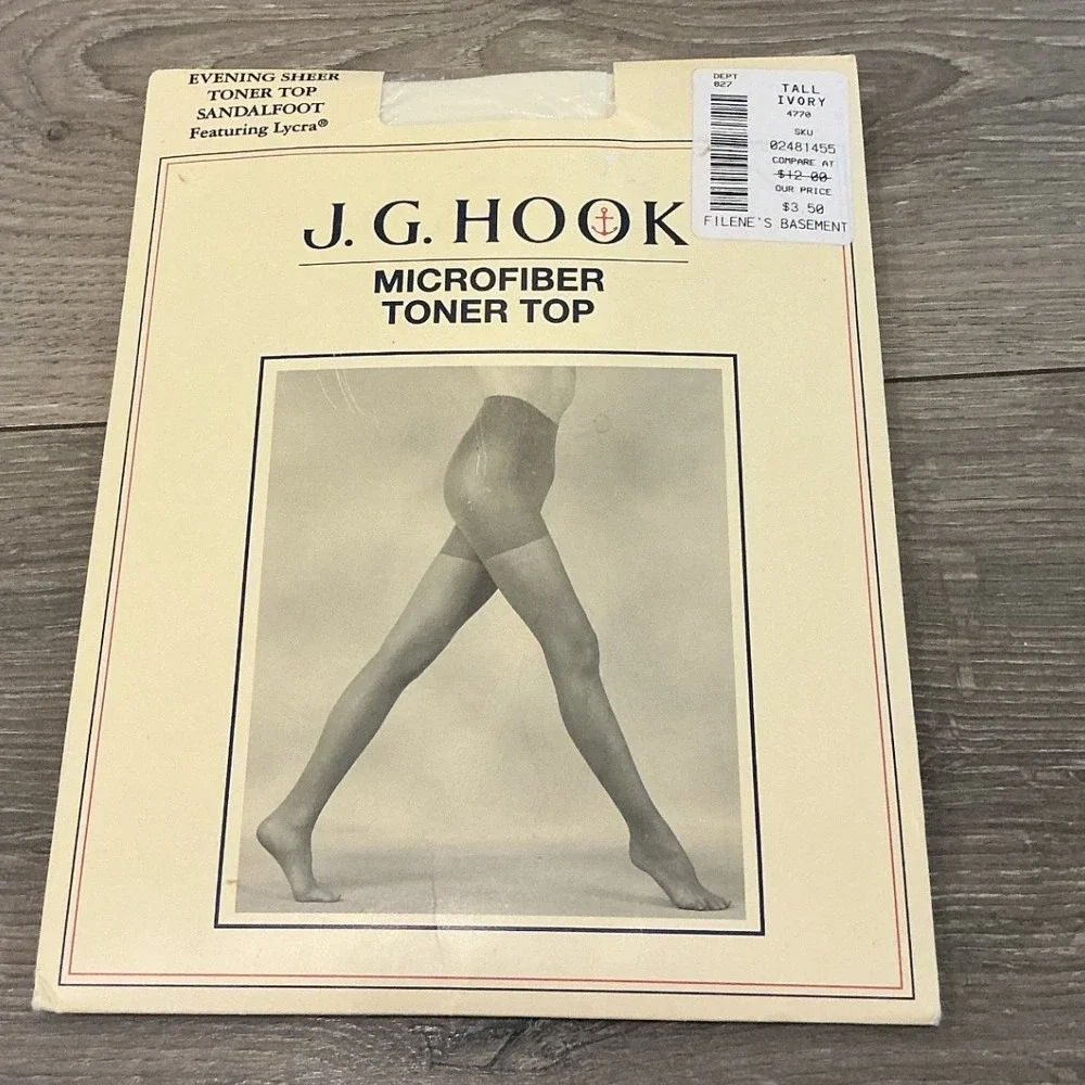 NEW Vtg JG Hook Nylon Spandex Pantyhose Tall Ivory Microfiber Toner Top Sheer